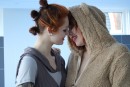 Adia and Nympha have an argument about their Star Wars cosplay. Of course, they both end up in the pool. They eventually kiss, strip, finger and Nympha gets her pussy eaten.

Available for subscribers!